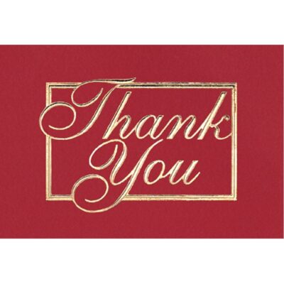 Red & Gold Thank You Everyday Business Note Card (3 1/2"x5")-1