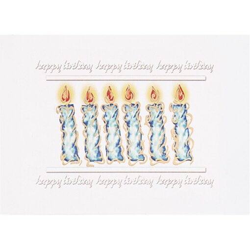White Happy Birthday Blue Candles Everyday Greeting Card (5"x7")-1
