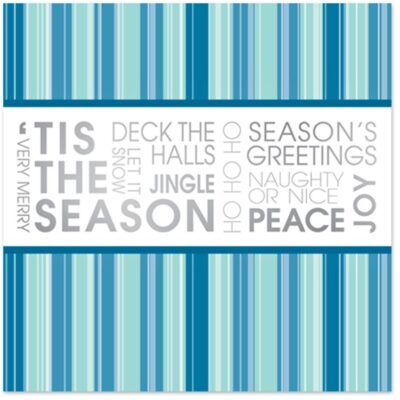 Classic-Blue & Silver Stripes Holiday Greeting Card-1