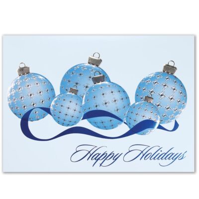 Classic-Raised Blue/ Silver Ornament Holiday Greeting Card-1