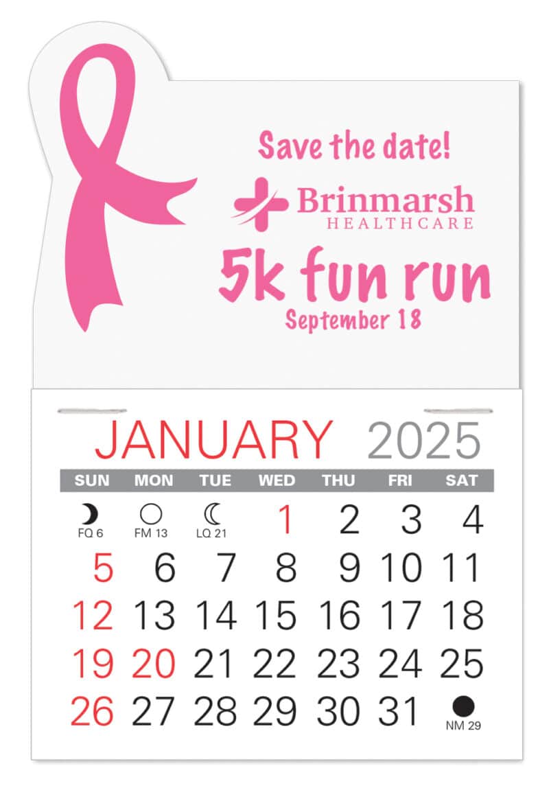 Custom Awareness Ribbon Shape Value Stick Adhesive Calendar