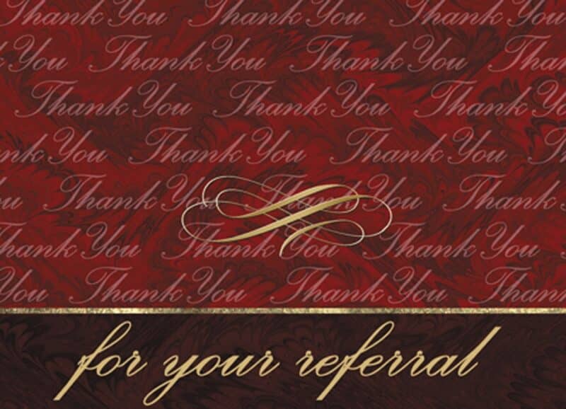 Custom Burgundy Marble Referral Business Everyday Note Card (3 1/2"x5")