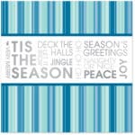 Custom Classic-Blue & Silver Stripes Holiday Greeting Card