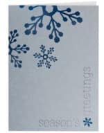 Custom Classic-Blue Snowflakes on Silver Holiday Greeting Card - 1