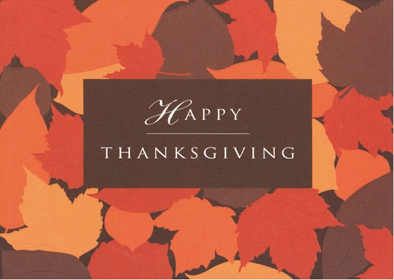 Custom Classic-Happy Thanksgiving Leaves Greeting Card