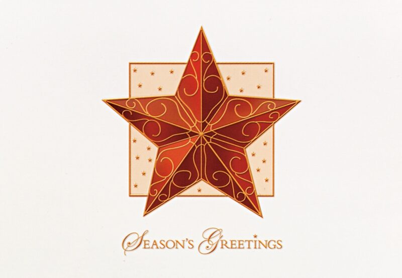 Custom Classic-Raised Relief Ornamental Star Holiday Greeting Card (5"x7")
