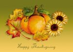 Custom Classic-Thanksgiving Pumpkin and Leaves Holiday Greeting Card