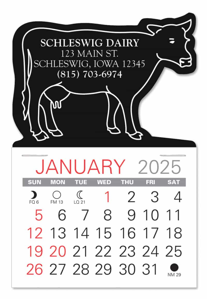 Custom Cow Shape Value Stick Adhesive Calendar
