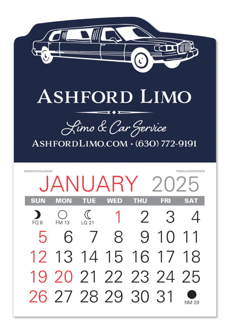 Custom Limo Shape Value Stick Adhesive Calendar