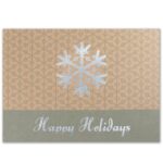 Custom Premium-Green w/Silver Snowflake Holiday Greeting Card (5"x7")