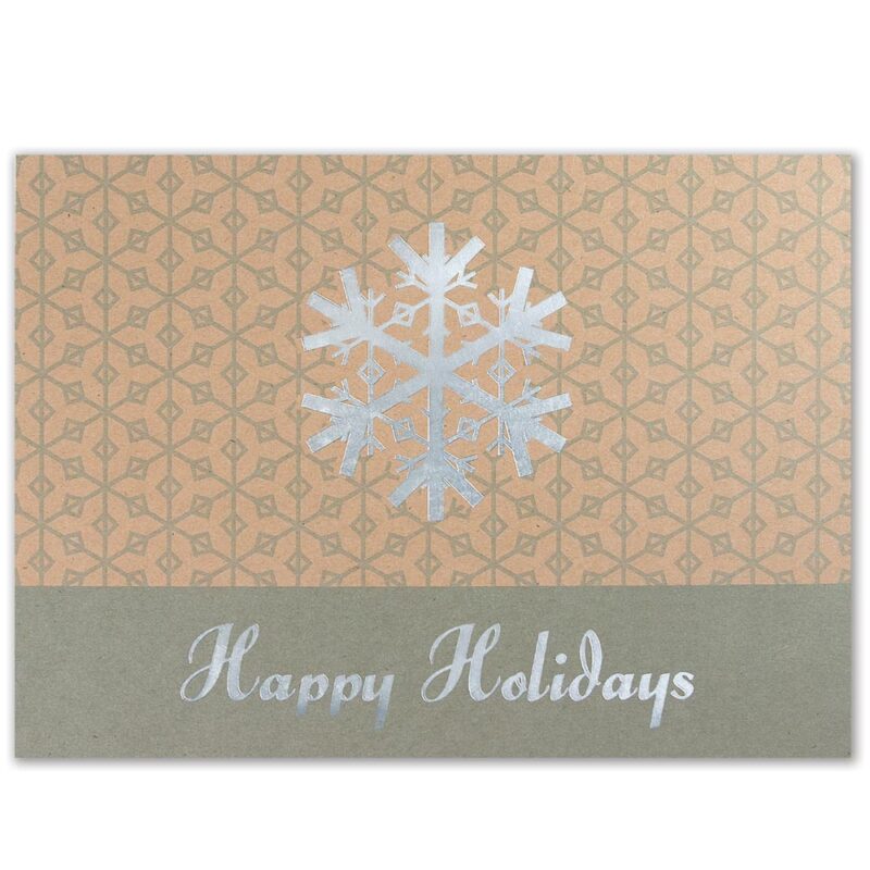 Custom Premium-Green w/Silver Snowflake Holiday Greeting Card (5"x7")