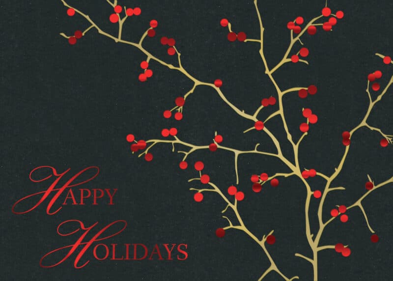 Custom Premium-Red Berries Holiday Greeting Card