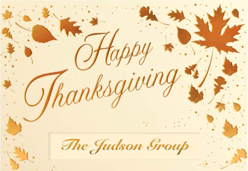 Custom Premium-Scattered Thanksgiving Leaves Greeting Card