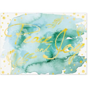 Custom Premium-Watercolor Peace & Joy Holiday Greeting Card