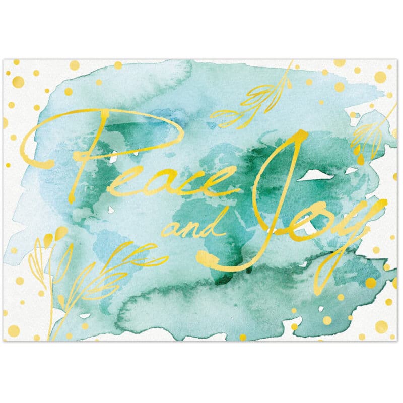 Custom Premium-Watercolor Peace & Joy Holiday Greeting Card