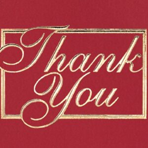 Custom Red & Gold Thank You Everyday Business Note Card (3 1/2"x5")