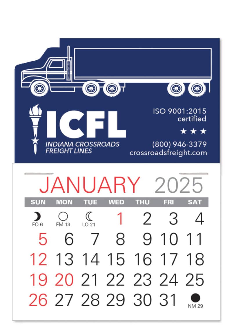Custom Semi-Truck Shape Value Stick Adhesive Calendar