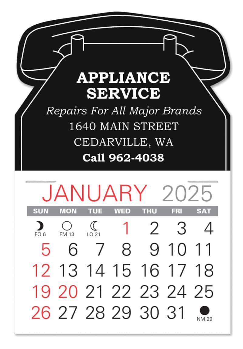 Custom Telephone Shape Value Stick Adhesive Calendar