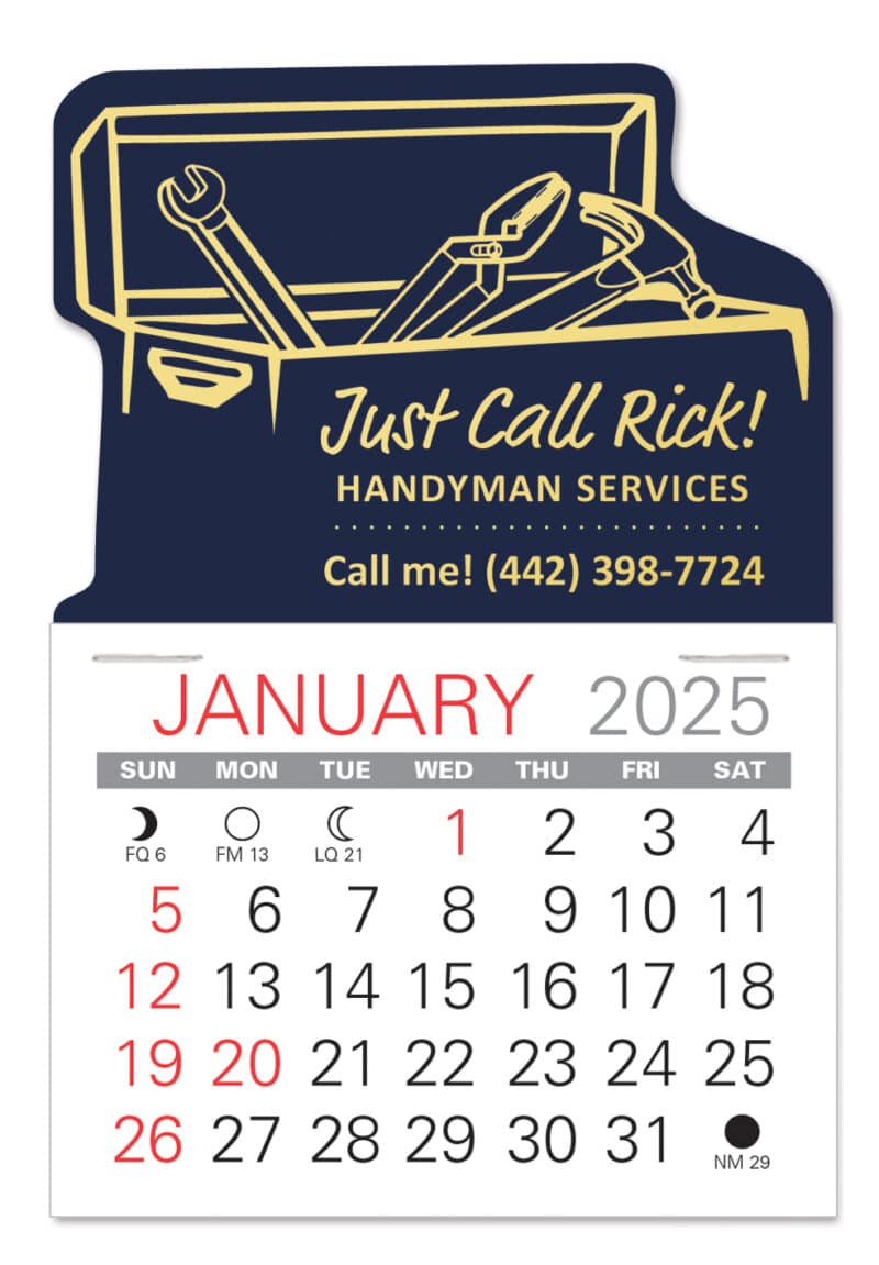 Custom Toolbox Shape Value Stick Adhesive Calendar