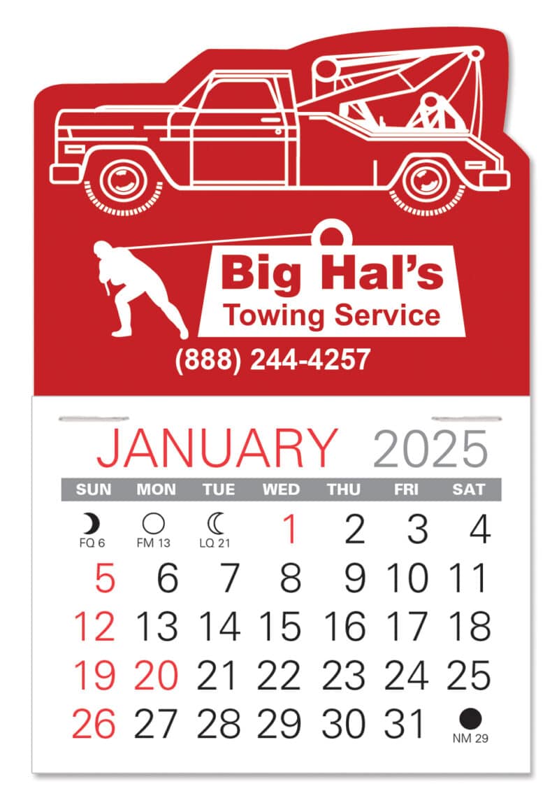 Custom Tow-Truck Shape Value Stick Adhesive Calendar