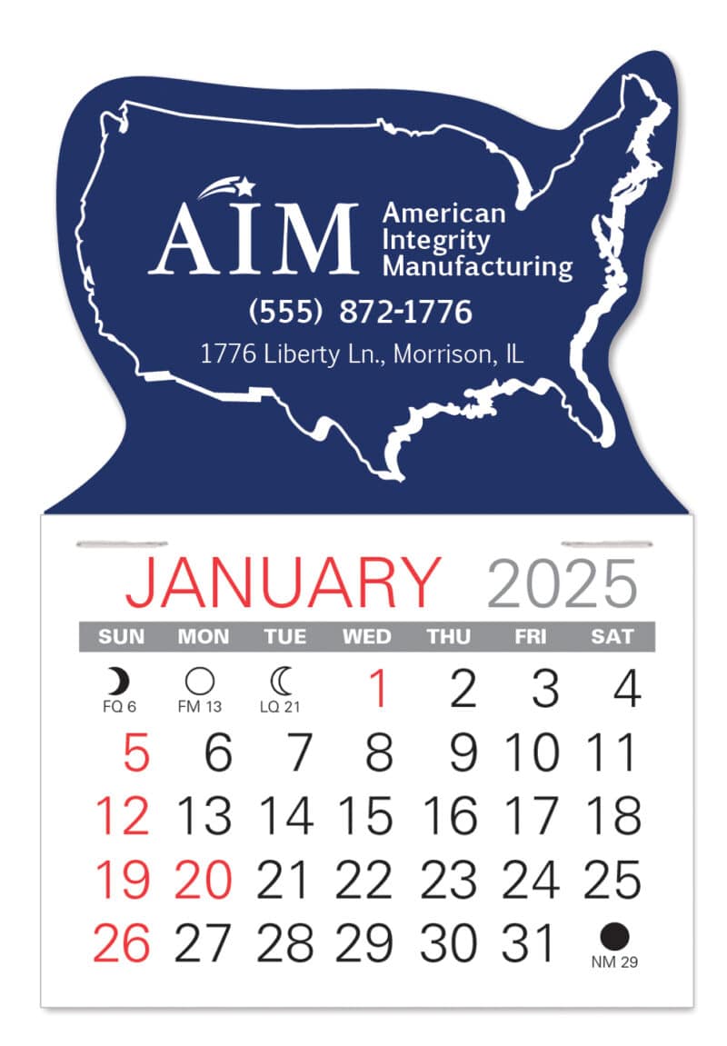 Custom USA Shape Value Stick Adhesive Calendar