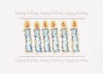 Custom White Happy Birthday Blue Candles Everyday Greeting Card (5"x7")