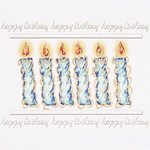 Custom White Happy Birthday Blue Candles Everyday Greeting Card (5"x7")