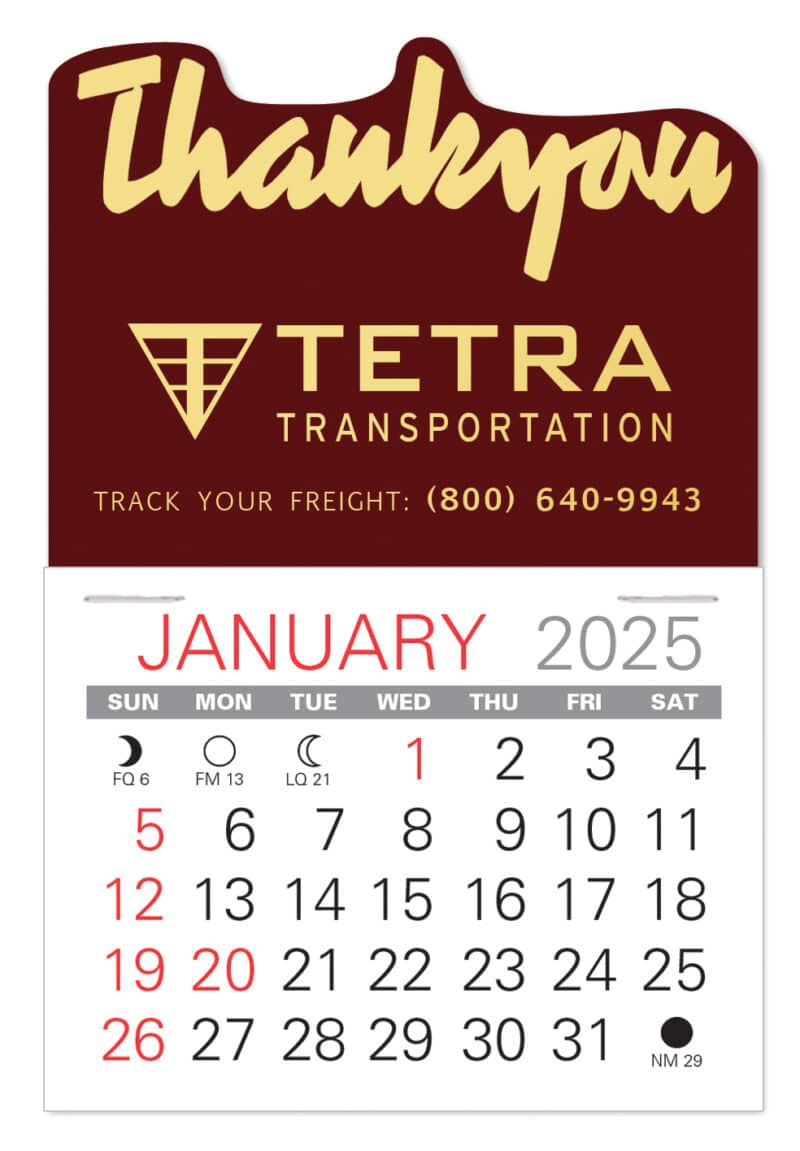 Custom Thank You Value Stick Adhesive Calendar - 2