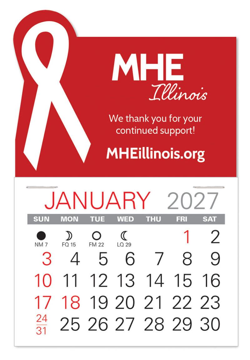Custom Awareness Ribbon Shape Value Stick Adhesive Calendar - 2