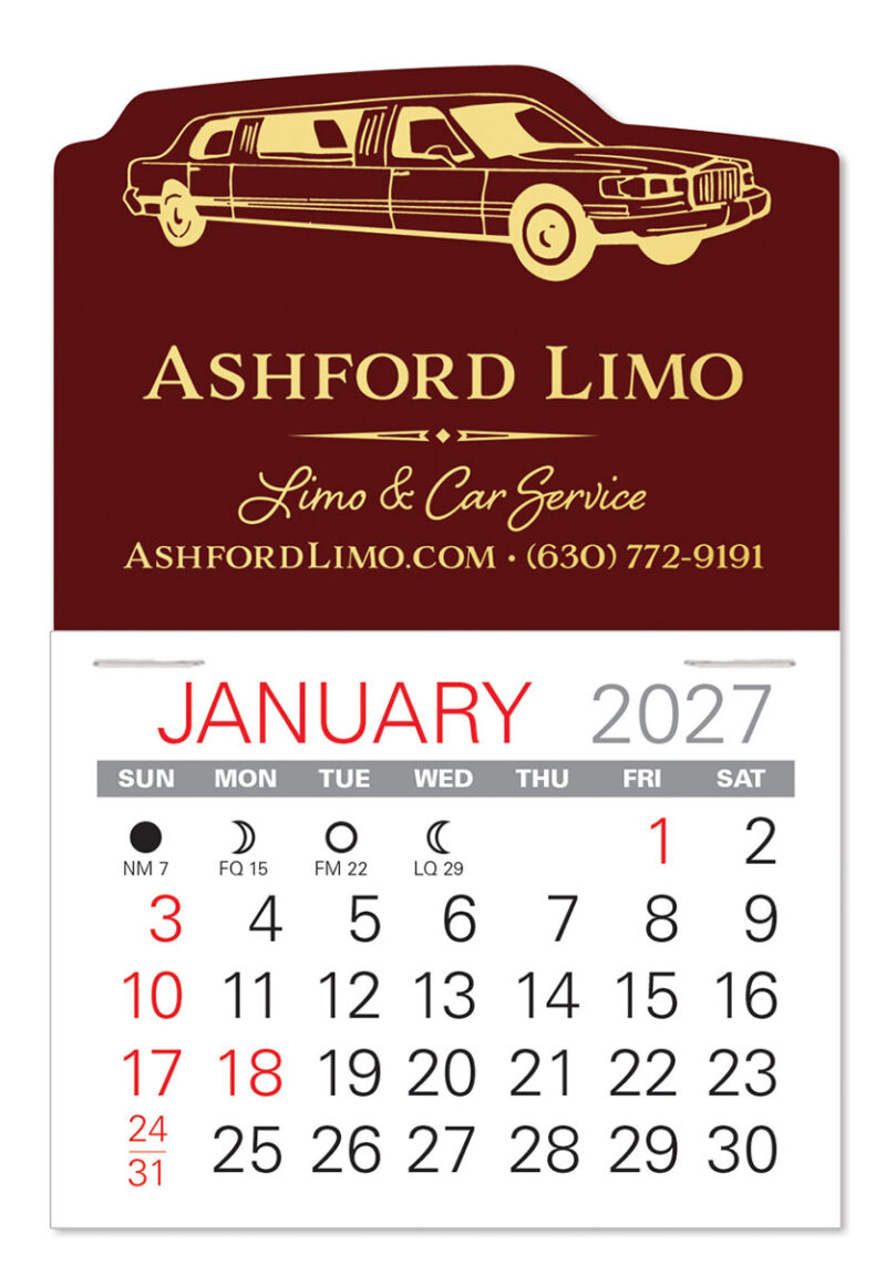 Custom Limo Shape Value Stick Adhesive Calendar - 2