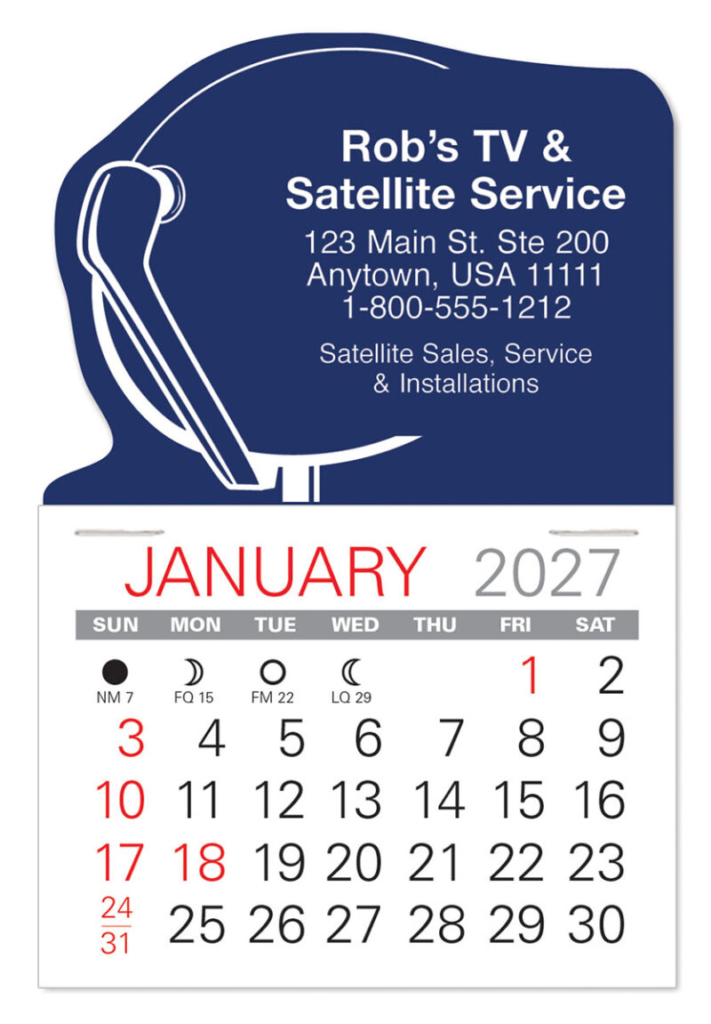 Custom Satellite Dish Shape Value Stick Adhesive Calendar - 2