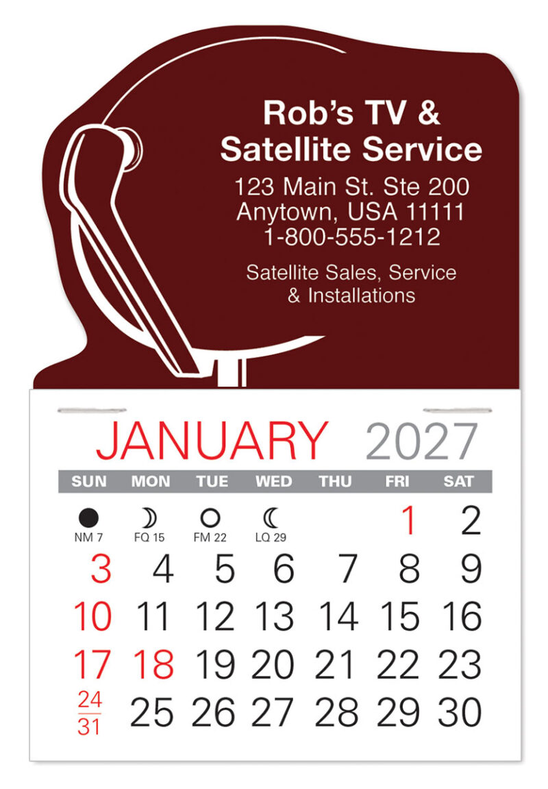 Custom Satellite Dish Shape Value Stick Adhesive Calendar - 3