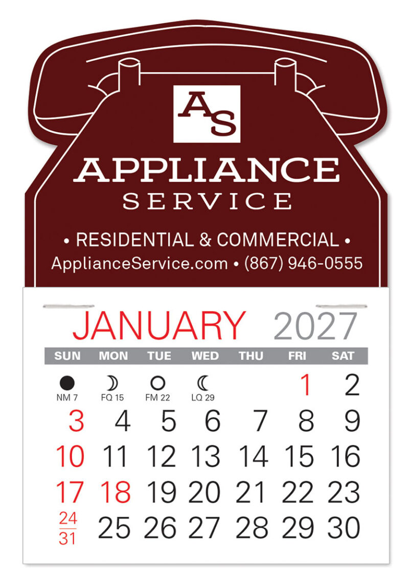Custom Telephone Shape Value Stick Adhesive Calendar - 1