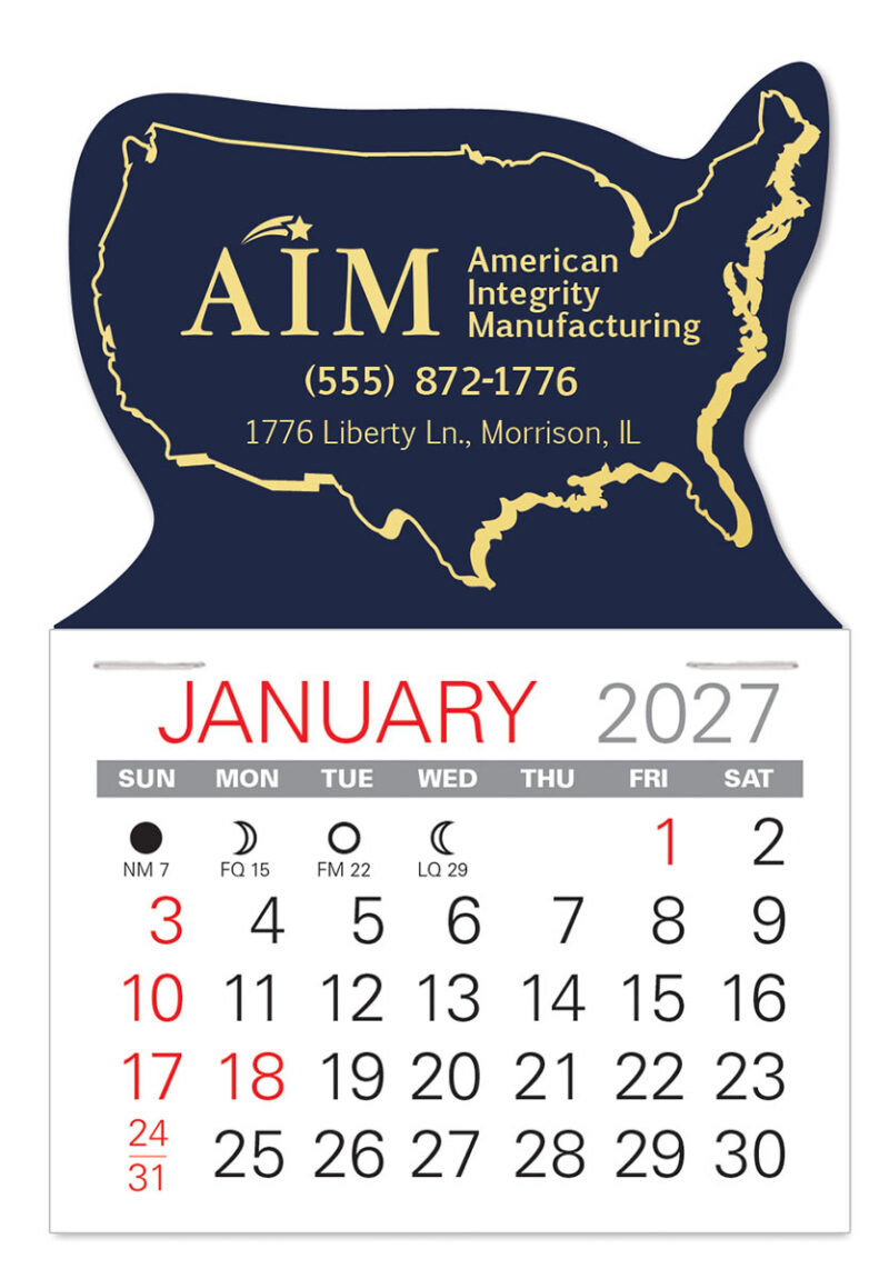 Custom USA Shape Value Stick Adhesive Calendar - 1