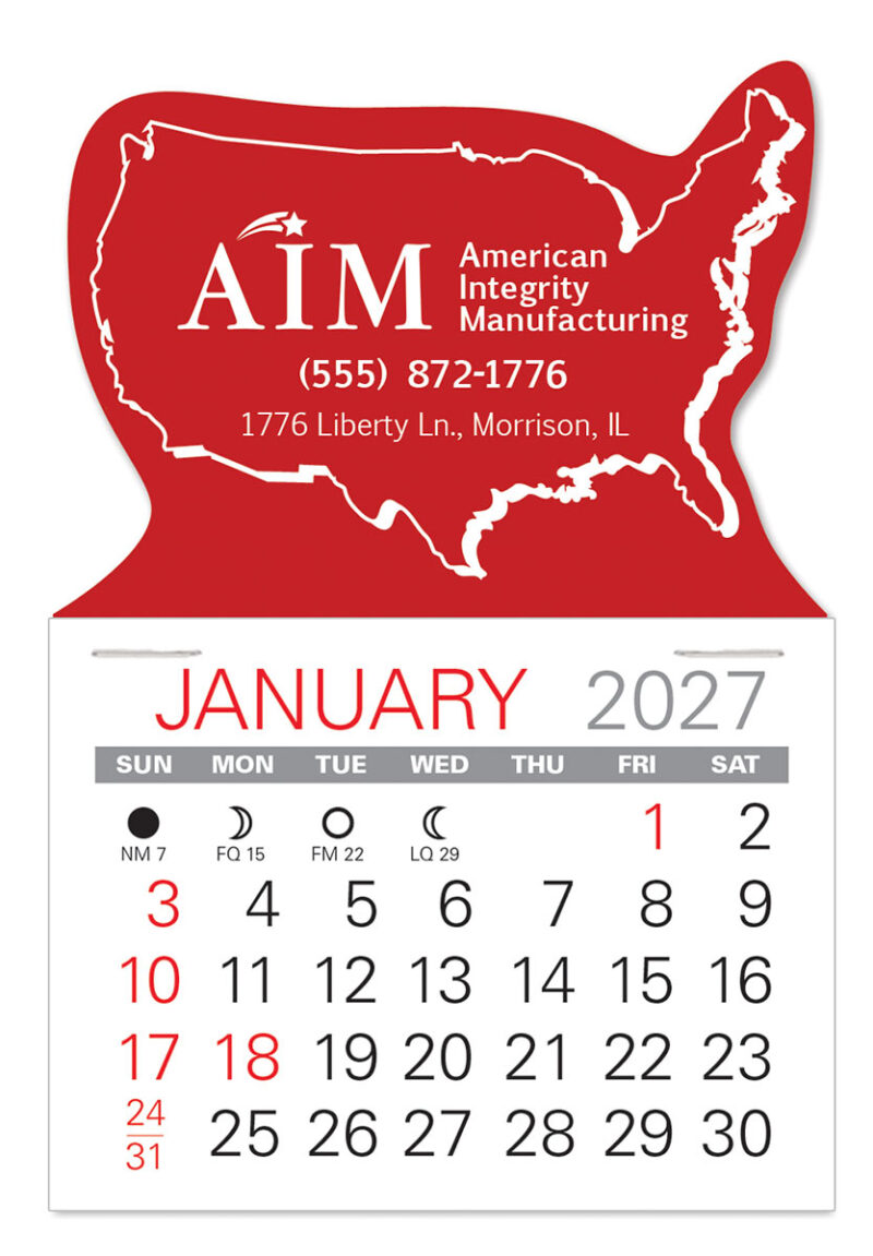 Custom USA Shape Value Stick Adhesive Calendar - 3