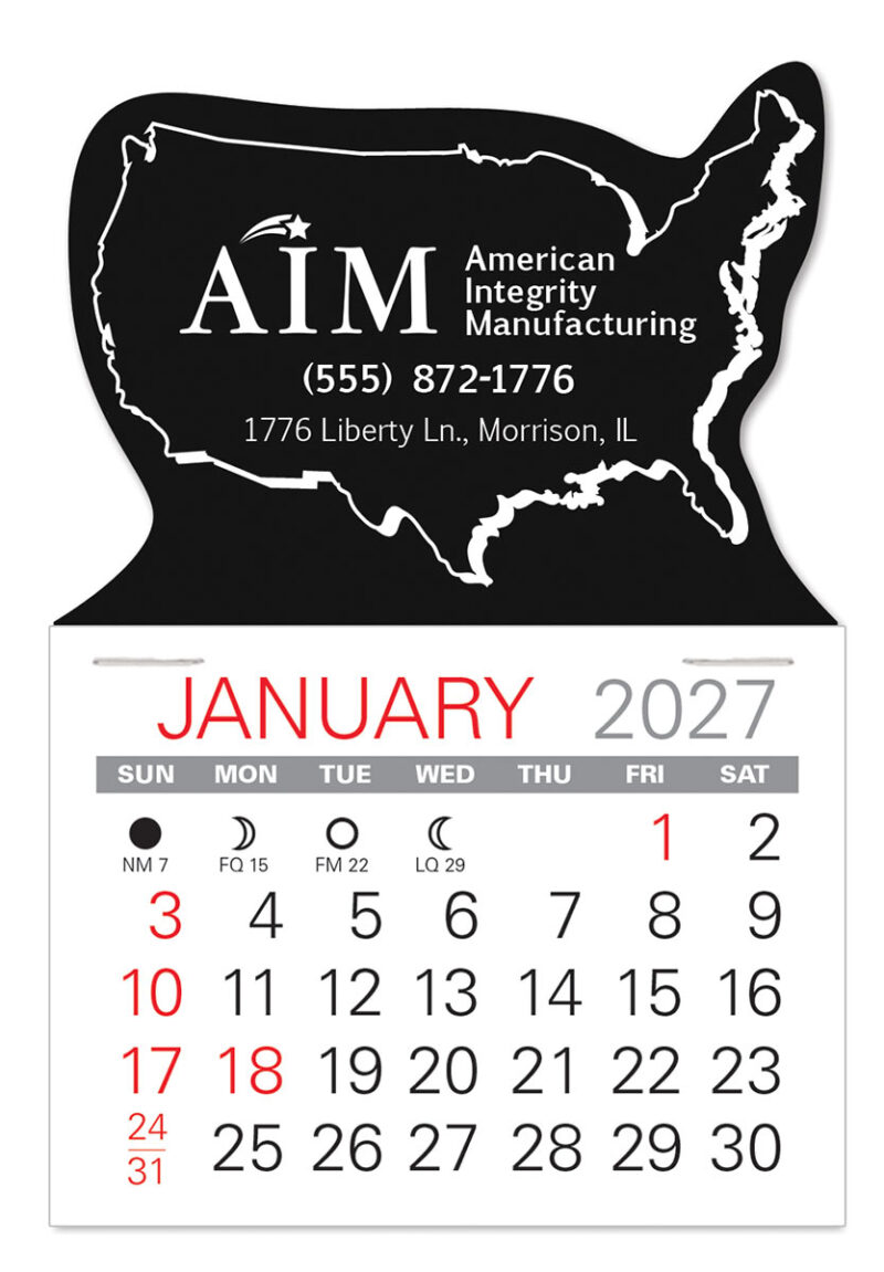 Custom USA Shape Value Stick Adhesive Calendar - 4