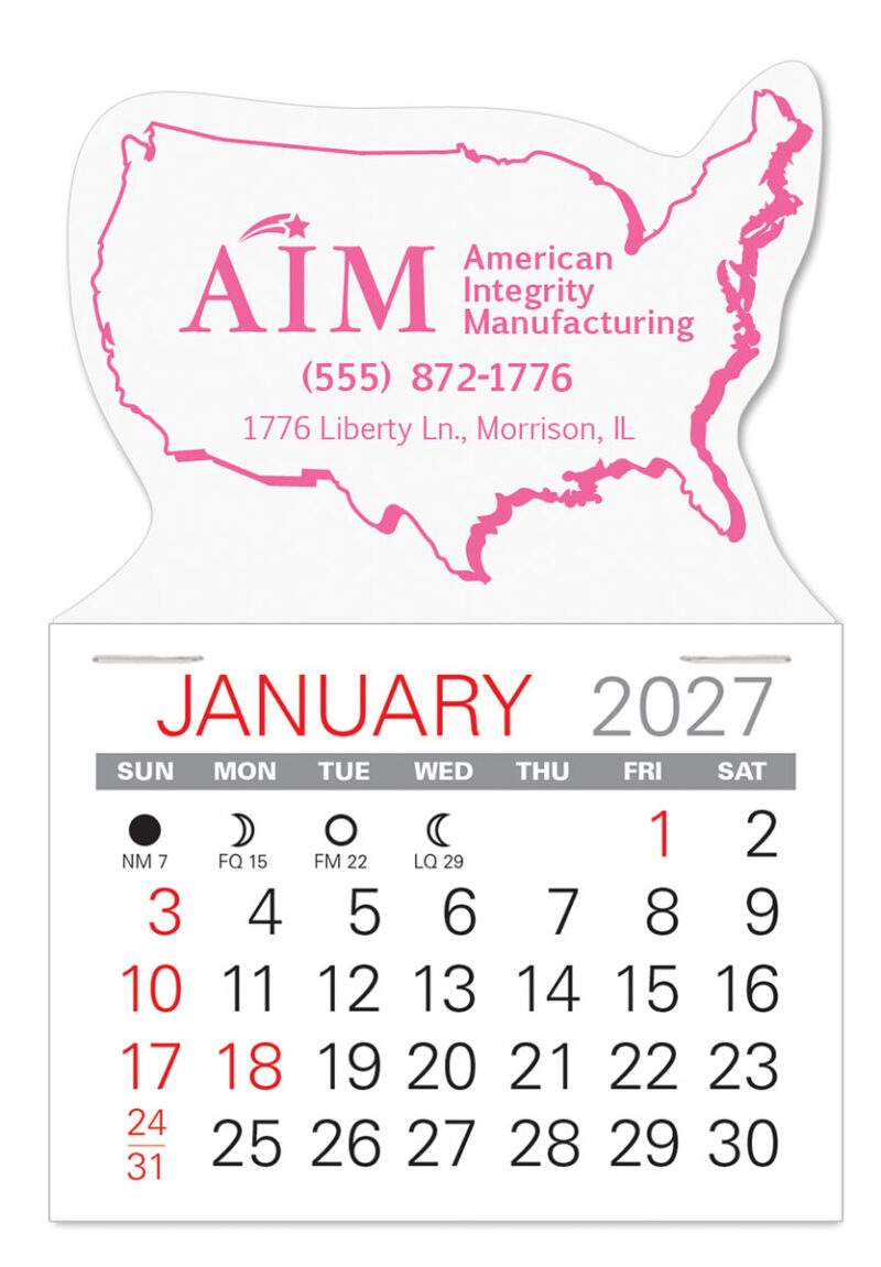 Custom USA Shape Value Stick Adhesive Calendar - 5