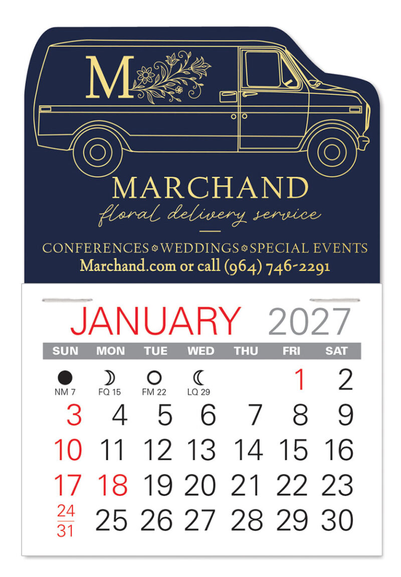 Custom Van Shape Value Stick Adhesive Calendar - 1