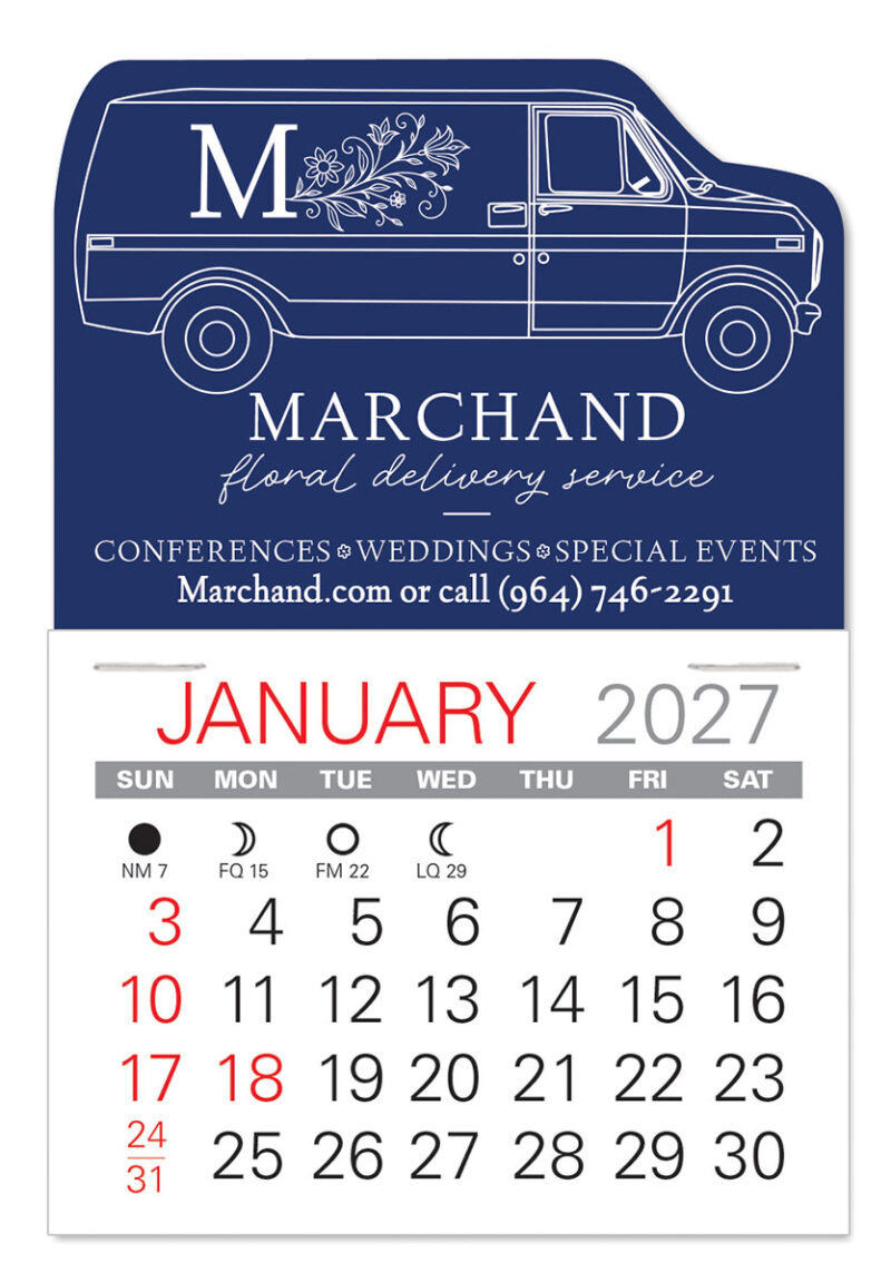 Custom Van Shape Value Stick Adhesive Calendar - 2