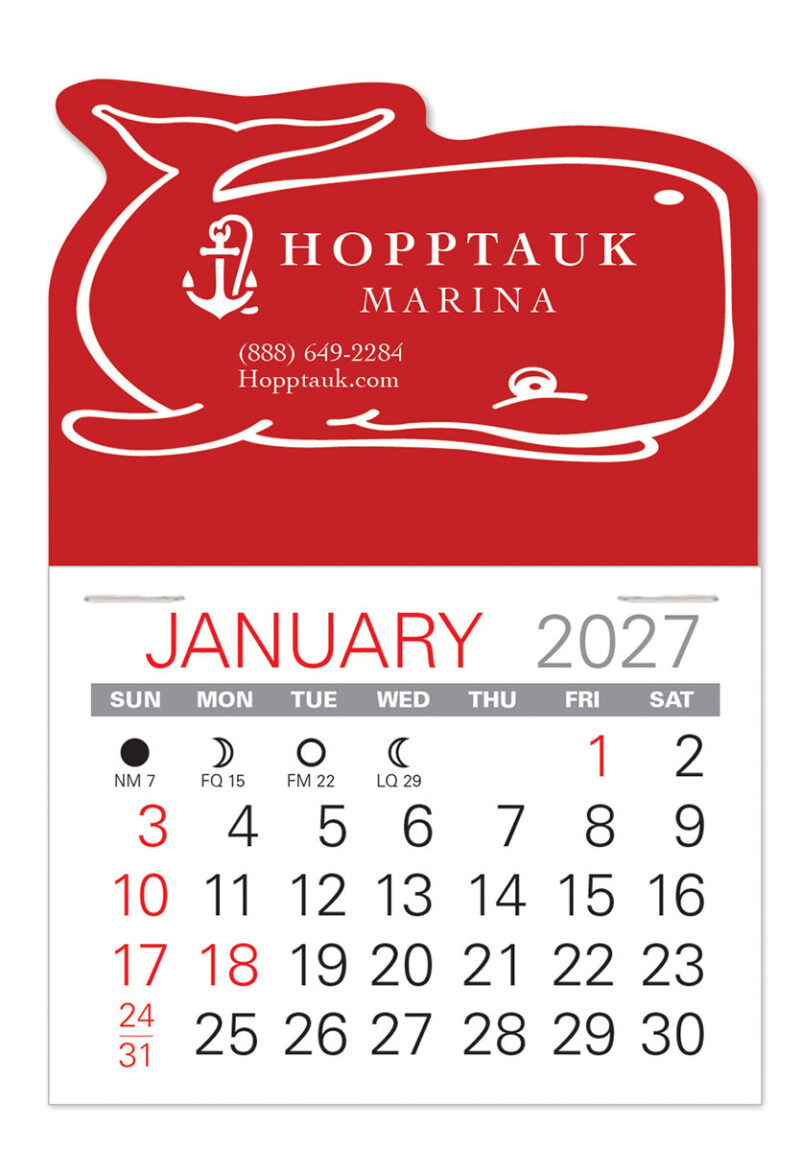 Custom Whale Shape Value Stick Adhesive Calendar - 2