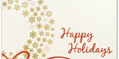 Custom Premium-Gold Snowflakes Wreath Holiday Greeting Card